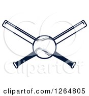 Poster, Art Print Of Navy Blue Baseball Over Crossed Bats