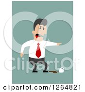 Clipart Of A Furious Businessman With A Spilled Coffee Royalty Free Vector Illustration