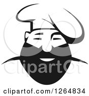 Clipart Of A Black And White Happy Chubby Asian Male Chef Face Royalty Free Vector Illustration