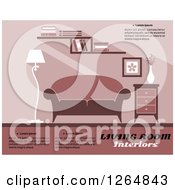 Clipart Of A Pink Toned Living Room With Text Royalty Free Vector Illustration