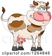 Poster, Art Print Of Happy Brown Cartoon Cow