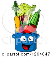 Poster, Art Print Of Happy Pot Character Full Of Produce