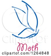 Clipart Of A Blue Moth With Text Royalty Free Vector Illustration