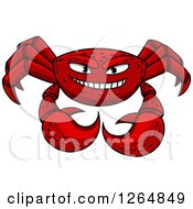 Clipart Of A Grinning Tough Red Crab Royalty Free Vector Illustration
