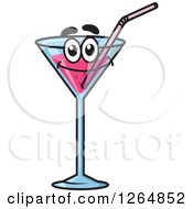 Clipart Of A Pink Cocktail Character Royalty Free Vector Illustration