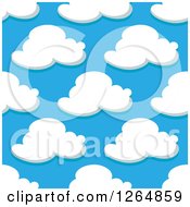 Poster, Art Print Of Seamless Pattern Background Of Puffy Clouds In A Blue Sky