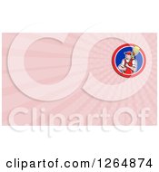 Clipart Of A Janitor With A Broom And Rays Business Card Design Royalty Free Illustration
