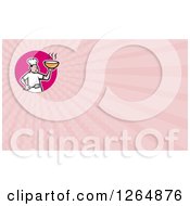 Clipart Of A Chef With Soup And Rays Business Card Design Royalty Free Illustration
