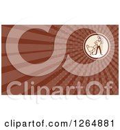 Clipart Of A Retro Cowboy Farmer And Chicken And Rays Business Card Design Royalty Free Illustration