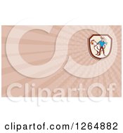 Clipart Of A Retro Cowboy Farmer And Giant Chicken And Rays Business Card Design Royalty Free Illustration