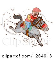 Poster, Art Print Of Jockey Racing A Horse