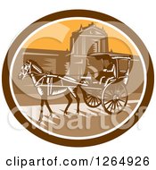 Poster, Art Print Of Retro Woodcut Horse Drawn Carriage At The Walled City In Intramuros Manila Philippines