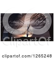 Clipart Of A 3d Rising Zombie Hand With Bare Trees And A Full Moon Royalty Free Illustration