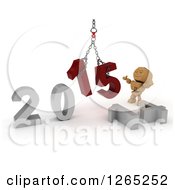 3d Box Boy Assembling New Year 2015 Numbers Together With A Hoist