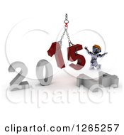 Poster, Art Print Of 3d Robot Assembling New Year 2015 Numbers Together With A Hoist