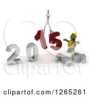 Poster, Art Print Of 3d Construction Tortoise Assembling New Year 2015 Numbers Together With A Hoist