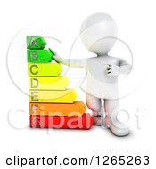 Poster, Art Print Of 3d White Man With A Giant Energy Rating Chart