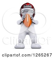 Clipart Of A 3d White Man Holding A Football Royalty Free Illustration