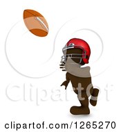 Clipart Of A 3d Brown Man Playing Football Royalty Free Illustration