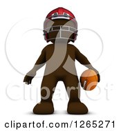 3d Brown Man Holding A Football