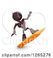 Poster, Art Print Of 3d Red Android Robot Surfing