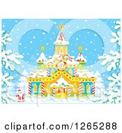 Poster, Art Print Of Santa Claus Outside A Christmas Church In The Snow