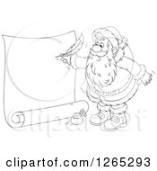Poster, Art Print Of Black And White Santa Writing On A Giant Scroll