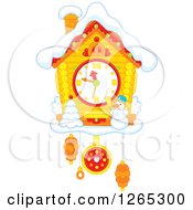 Clipart Of A Christmas Cuckoo Clock With Snow Royalty Free Vector Illustration