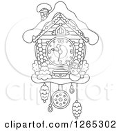 Poster, Art Print Of Black And White Christmas Cuckoo Clock With Snow