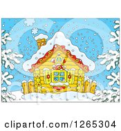 Poster, Art Print Of Log Cabin On A Snowy Winter Day