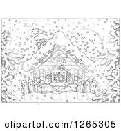Poster, Art Print Of Black And White Log Cabin In The Snow