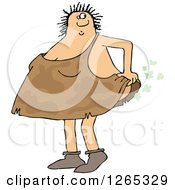 Clipart Of A Cavewoman Farting Royalty Free Vector Illustration