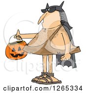 Poster, Art Print Of Hairy Caveman Trick Or Treating In A Bat Man Halloween Costume