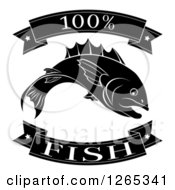 Clipart Of Black And White 100 Percent Fish Food Banners Royalty Free Vector Illustration
