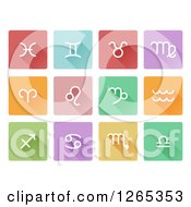 Clipart Of White Astrology Horoscope Icons On Colorful Tiles Royalty Free Vector Illustration by AtStockIllustration