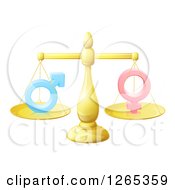 Poster, Art Print Of 3d Gold Scale Balancing Gender Symbols