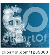 Poster, Art Print Of 3d Year 2015 With Snowflakes On Blue