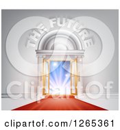 Poster, Art Print Of 3d The Future Text Over Open Doors And Red Carpet