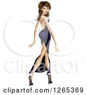Brunette Latina Female Celebrity Looking Over Her Shoulder And Walking In A Dress