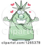Poster, Art Print Of Chubby Statue Of Liberty With Open Arms And Hearts