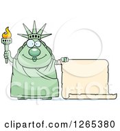 Clipart Of A Chubby Statue Of Liberty With A Scroll Sign Royalty Free Vector Illustration by Cory Thoman