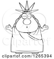 Poster, Art Print Of Black And White Careless Shrugging Chubby Statue Of Liberty