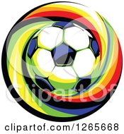 Poster, Art Print Of Soccer Ball Over A Colorful Swirl