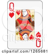 Clipart Of A Queen Of Hearts Playing Card Royalty Free Vector Illustration
