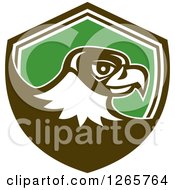 Poster, Art Print Of Retro Falcon Head In A Brown White And Green Shield