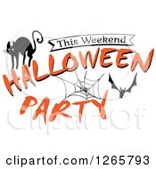 Poster, Art Print Of Cat Bat And Spider Web This Weekend Halloween Party Text