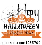 Poster, Art Print Of Happy Halloween Trick Or Treat Spider And Pumpkin Design