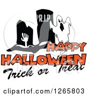 Clipart Of A Happy Halloween Trick Or Treat Ghost And Zombie Design Royalty Free Vector Illustration