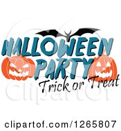 Poster, Art Print Of Flying Bat With Jackolanterns And Halloween Party Trick Or Treat Text