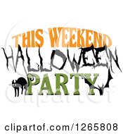 Poster, Art Print Of Black Cat Bat And This Weekend Halloween Party Text